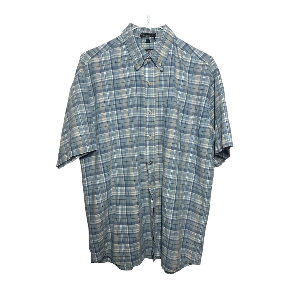 Canyon Guide Outfitters Men's Plaid Short Sleeve Button-Down Shirt Blue L